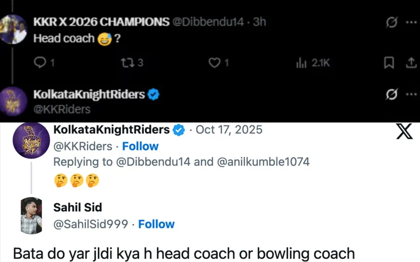 KKR replies to fans [Source: @KKRiders/X.com]